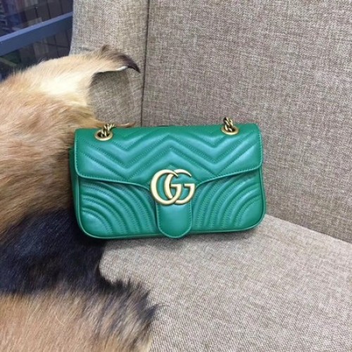 Gucci Now GG Marmont Matelasse schoudertas 443496 groen