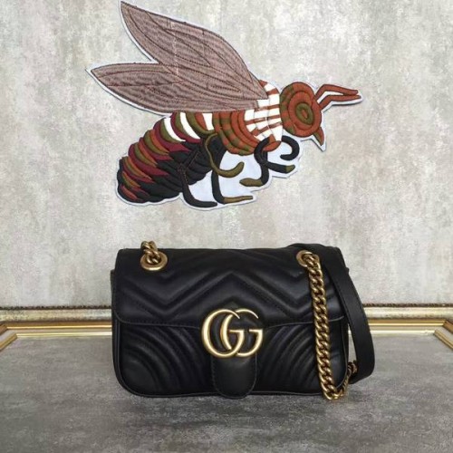 Gucci Now GG Marmont mini-schoudertas 446744 zwart