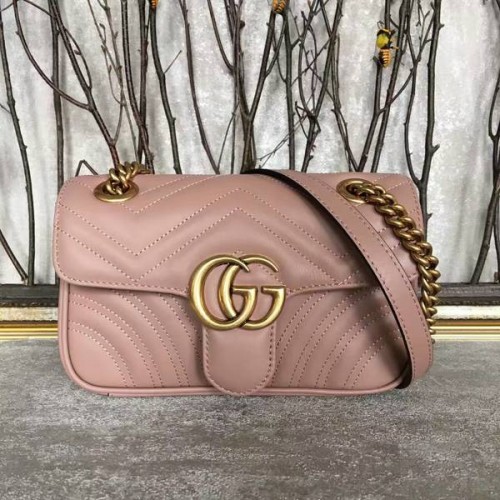 Gucci Now GG Marmont mini-schoudertas 446744 lichtroze