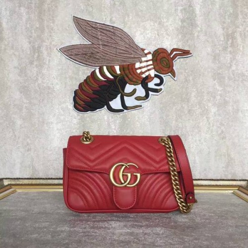 Gucci Now GG Marmont mini-schoudertas 446744 rood