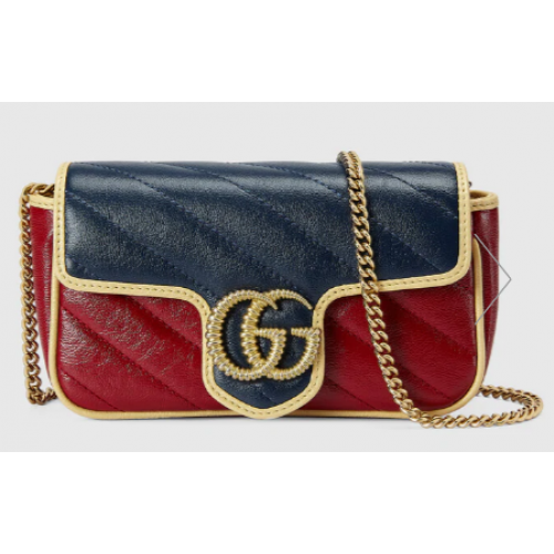Gucci Online Exclusief GG Marmont minitas 574969 Blauw en donkerrood