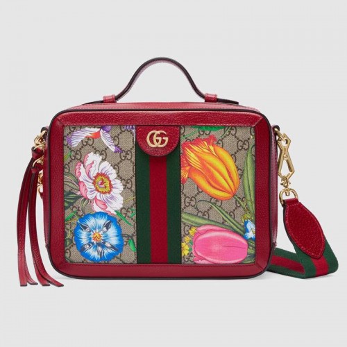 Gucci Ophidia GG Flora kleine schoudertas 550622 rood