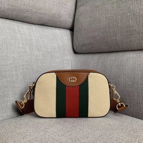 Gucci Vintage canvas schoudertas 575073 Camel