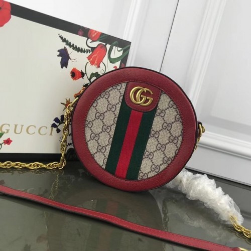 Gucci Ophidia mini GG ronde schoudertas 171285 rood