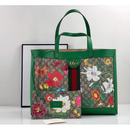 Gucci Ophidia serie GG flower medium boodschappentas 547947 groen
