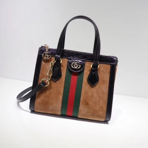 Gucci Ophidia kleine GG draagtas 547551 bruin suède