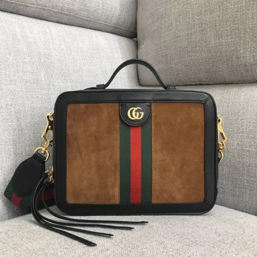 Gucci Ophidia kleine schoudertas 550622 bruin suède