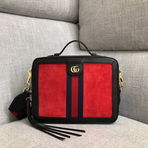 Gucci Ophidia kleine schoudertas 550622 rood suède