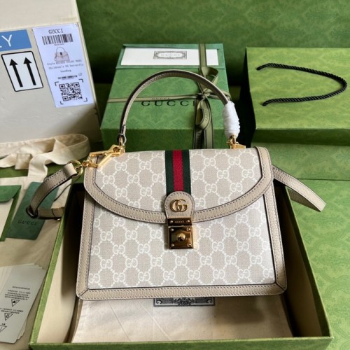 Gucci Ophidia kleine tas met handvat aan de bovenkant met Web 651055 Beige