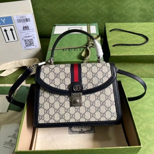 Gucci Ophidia kleine tas met handvat aan de bovenkant met Web 651055 blauw