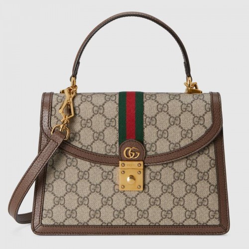 Gucci Ophidia kleine tas met handvat aan de bovenkant met Web 651055 bruin