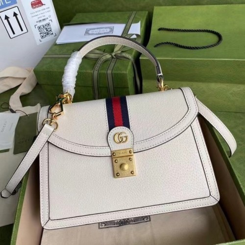 Gucci Ophidia kleine tas met handvat aan de bovenkant met Web 651055 wit