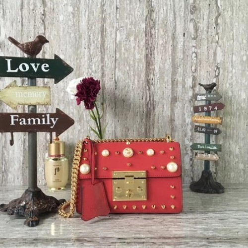 Gucci hangslot kalfsleren schoudertas 432182 rood