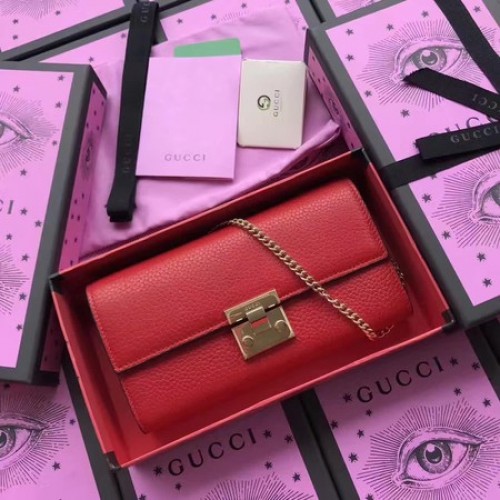 Gucci Continental portemonnee met hangslot Kalfsleer 453506 rood