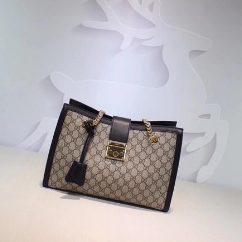 Gucci hangslot GG Supreme canvas schoudertas 479197 zwart