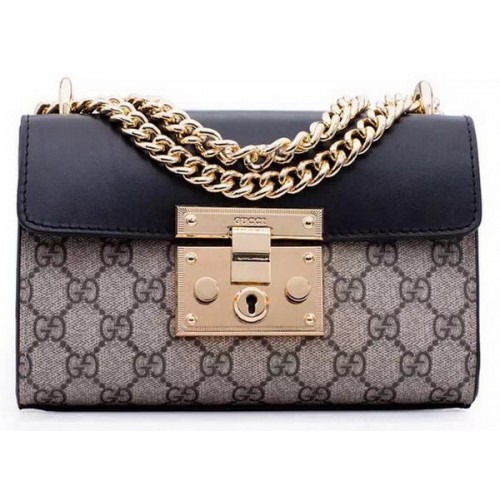 Gucci hangslot GG Supreme schoudertassen 409487 zwart