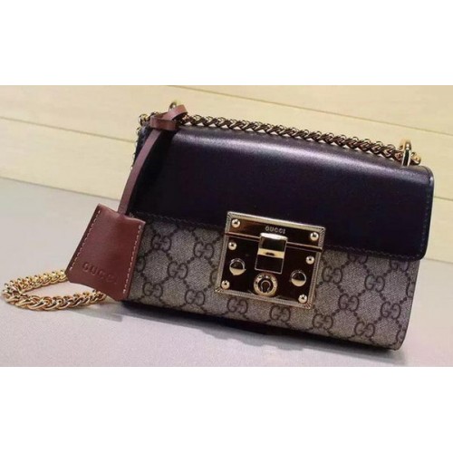 Gucci hangslot GG Supreme schoudertassen 409487 bruin