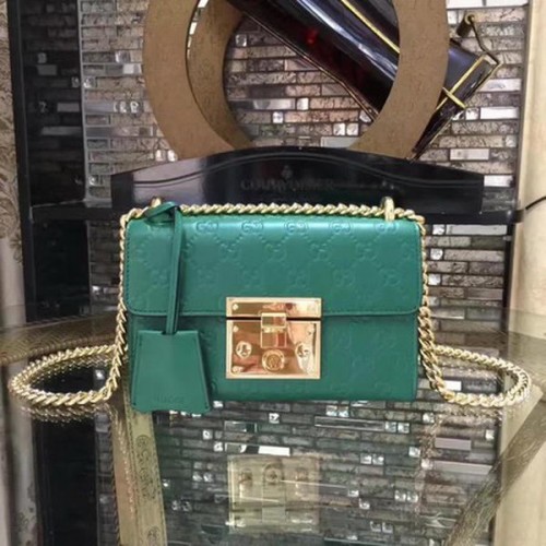 Gucci Hangslot Gucci Signature Mini Schoudertas 409487 Groen