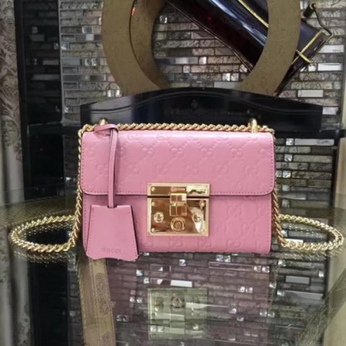 Gucci Hangslot Gucci Signature Mini Schoudertas 409487 Roze