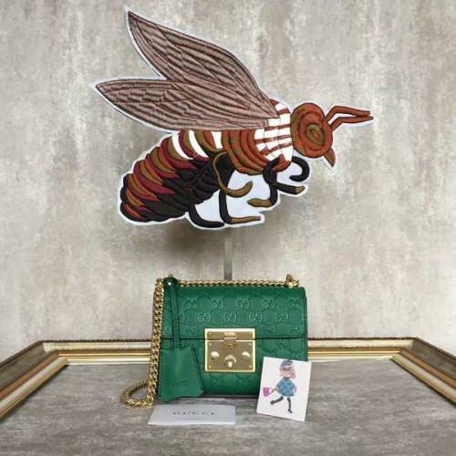 Gucci Hangslot Gucci Signature Mini Schoudertas 409487A Groen