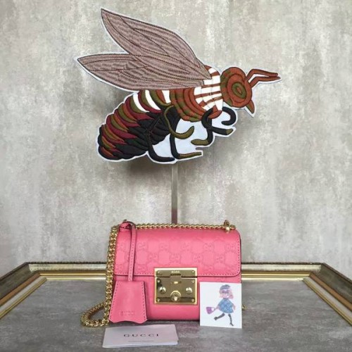 Gucci Hangslot Gucci Signature Mini Schoudertas 409487A Roze