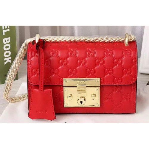 Gucci hangslot Gucci Signature schoudertas 409487 rood