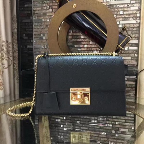 Gucci Padlock Series Gucci Signature Schoudertas 409486 Zwart