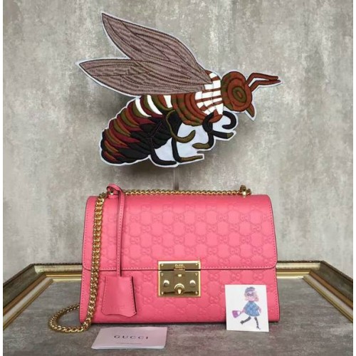 Gucci Padlock Series Gucci Signature Schoudertas 409486 Roze