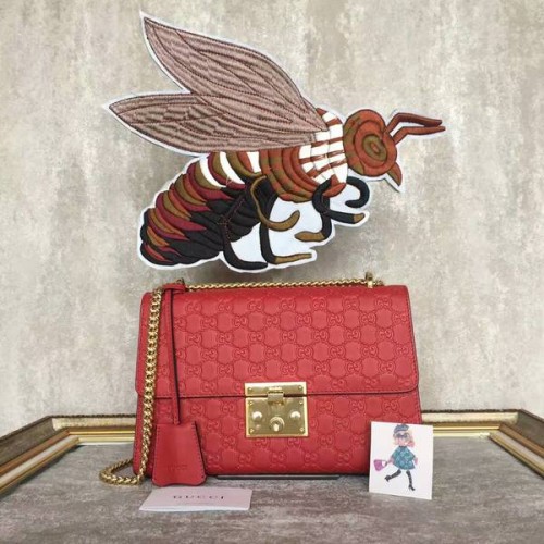 Gucci Padlock Series Gucci Signature Schoudertas 409486 Rood