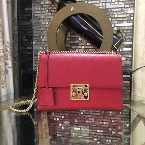 Gucci Padlock Series Gucci Signature Schoudertas 409486 Rood