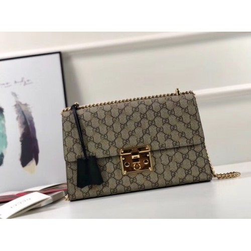 Gucci hangslot schoudertas 409486 zwart