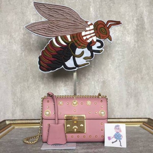 Gucci hangslot lederen schoudertas 432182A roze