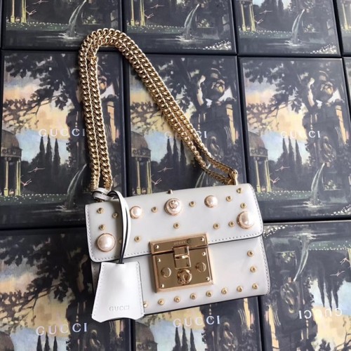 Gucci Padlock small GG Pearl schoudertas 409487 Wit