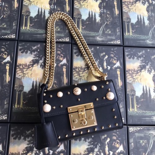 Gucci Padlock small GG Pearl schoudertas 409487 zwart