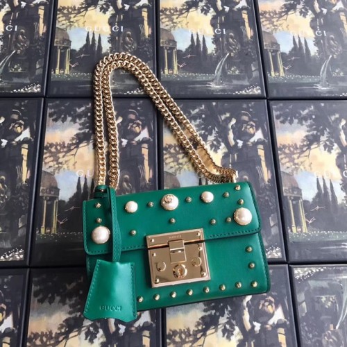 Gucci Padlock small GG Pearl schoudertas 409487 groen