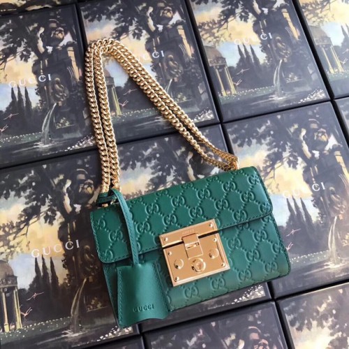 Gucci Padlock small GG schoudertas 409487 groen