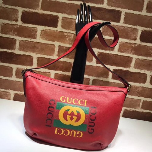 Gucci Print halve maan hobo bag 523589 rood