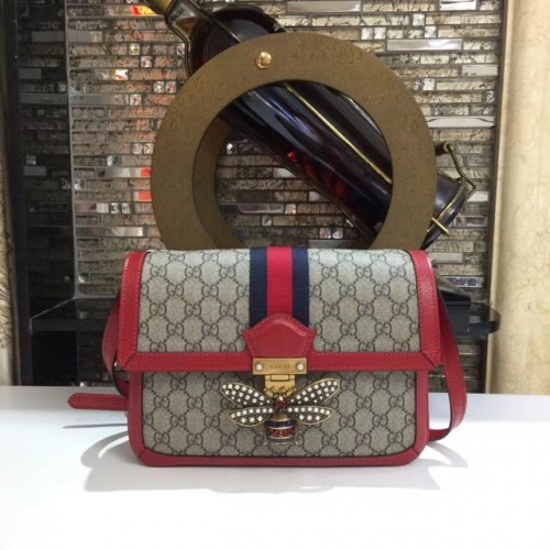Gucci Queen Margaret GG Supreme medium schoudertas 524356 rood