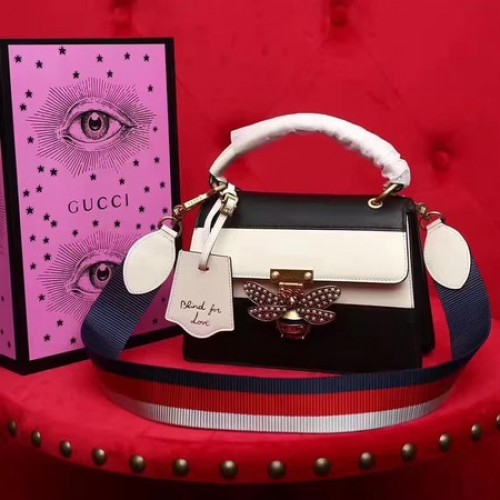 Gucci Queen Margaret lederen tas met handvat 476541 zwart
