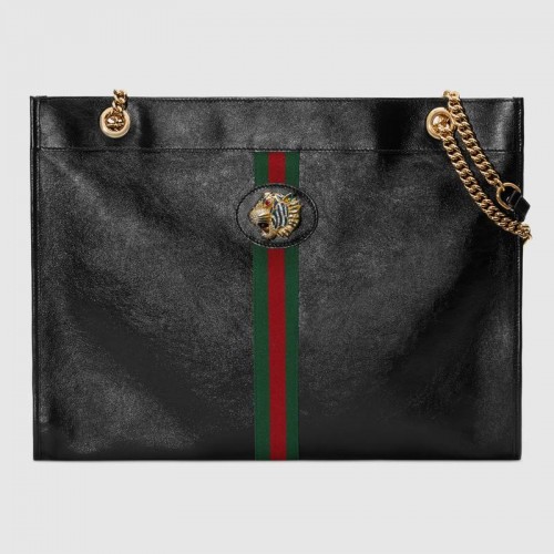 Gucci Rajah grote draagtas 537219 zwart