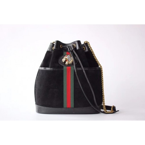 Gucci Rajah medium bucket bag 553961 Zwart suède