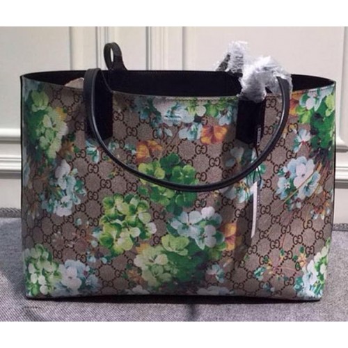 Gucci omkeerbare GG lederen draagtassen 368568 Geranium groen en zwart