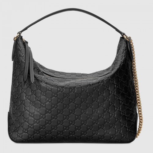 Gucci Signature grote hobo tas 477324 zwart