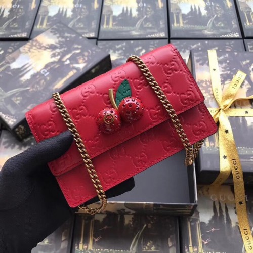 Gucci Signature mini tas met kersen 481291 rood