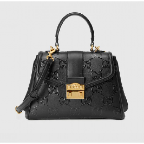 Gucci Small GG tas met handvat aan de bovenkant 675791 zwart