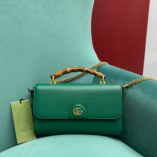 Gucci Kleine tas met handvat aan de bovenkant met Bamboo 675794 groen