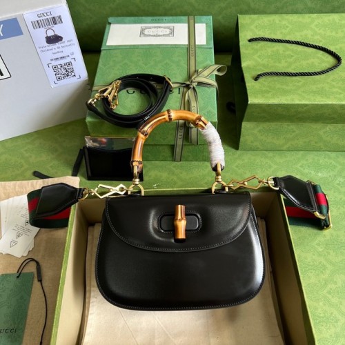 Gucci Kleine tas met handvat aan de bovenkant met Bamboo 675797 zwart