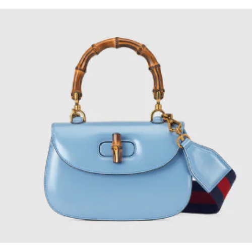 Gucci Kleine tas met handvat aan de bovenkant met Bamboo 675797 blauw