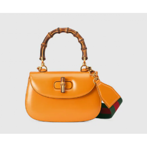 Gucci Kleine tas met handgreep aan de bovenkant met Bamboo 675797 geel