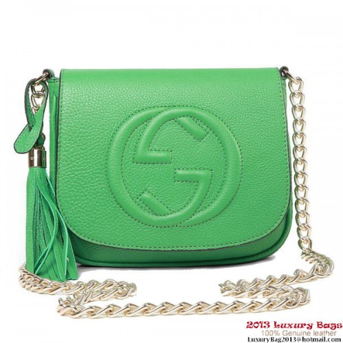 Gucci Soho 323190 groene leren schoudertas met ketting